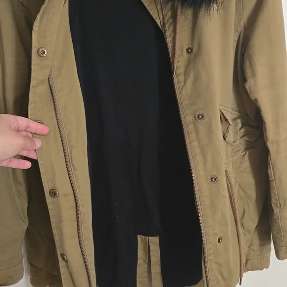 Ann Taylor LOFT Olive Faux Fur Hooded Jacket - Picture 12 of 16